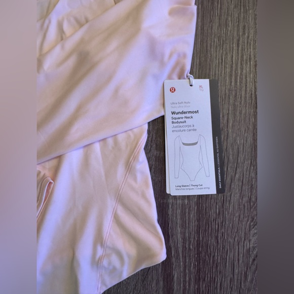 Lululemon Wundermost nulu square neck long sleeve bodysuit. Xlarge.Light pink. - Picture 2 of 9